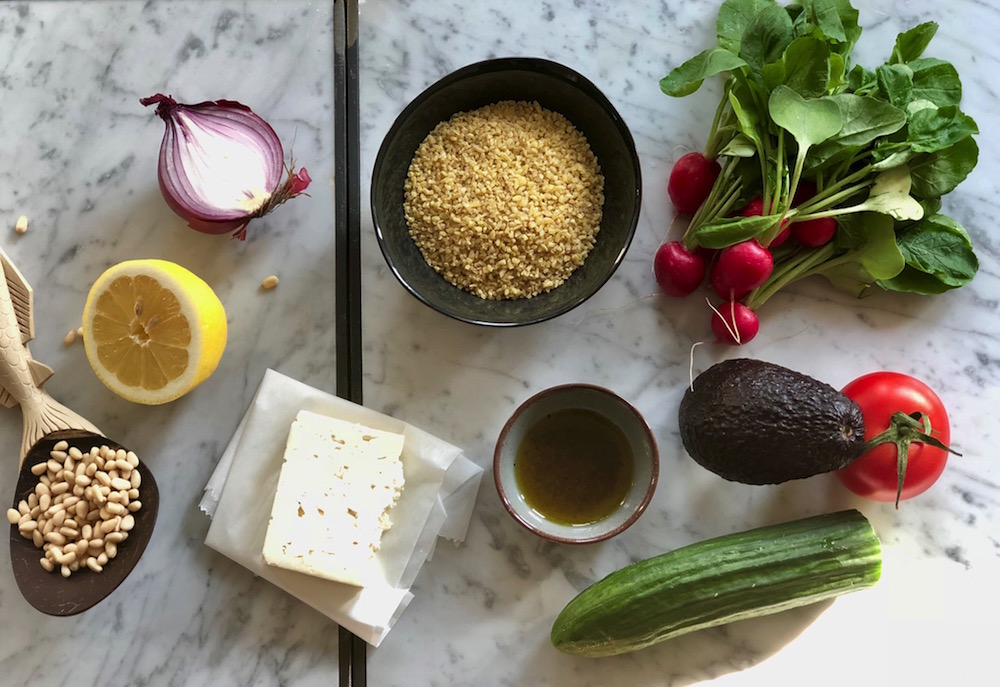 ingrediënten bulgur salade radijs kaas feta