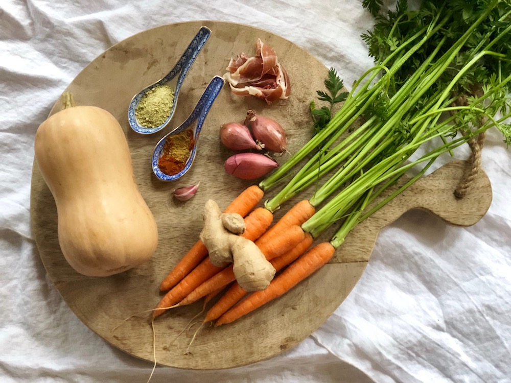 Ingrediënten pompoensoep met aziatische twist