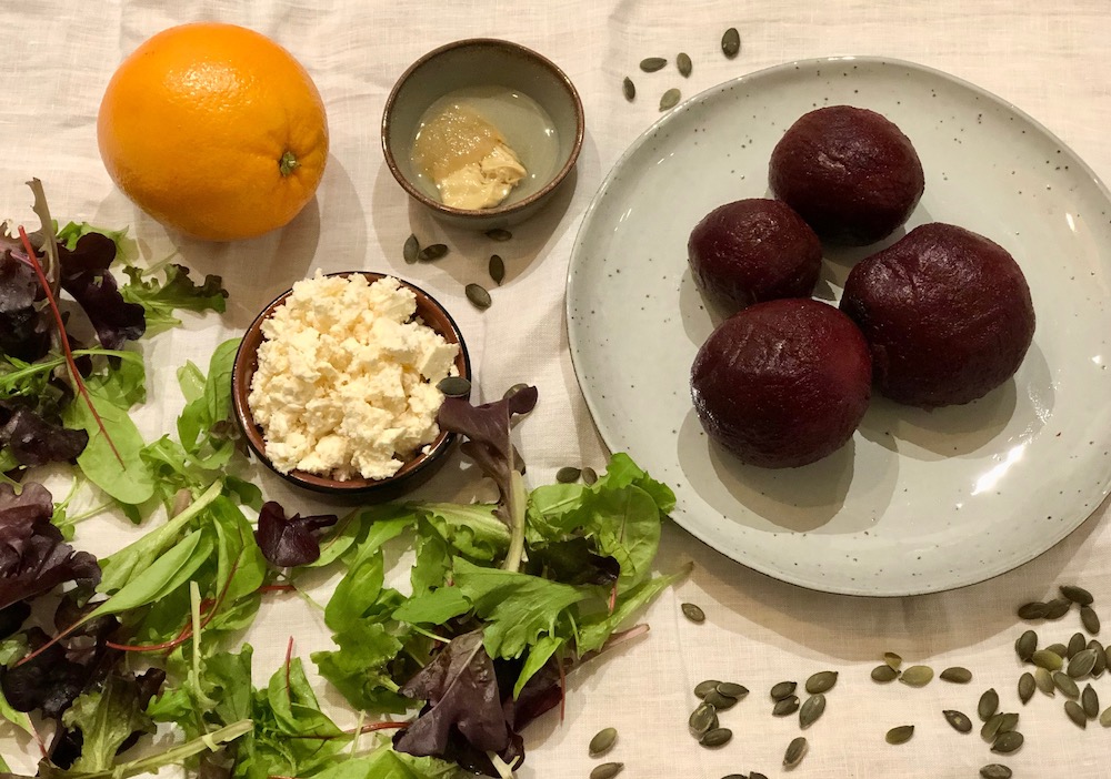 ingrediënten bieten citrus salade