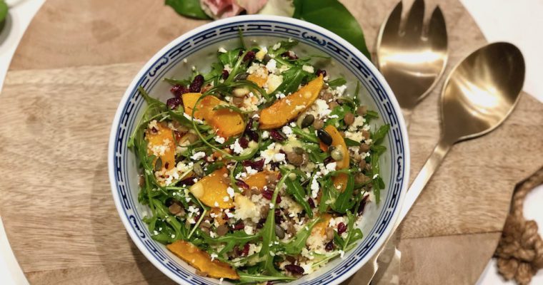 Kleurrijke Pompoen & Linzen salade